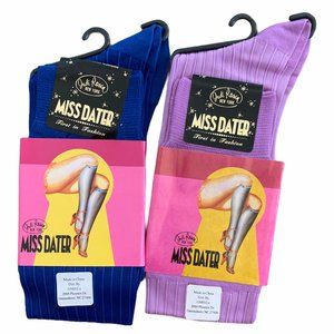 SET OF 2 Vintage Judi Rosen NY Colored Nylon Stockings Miss Dater Socks